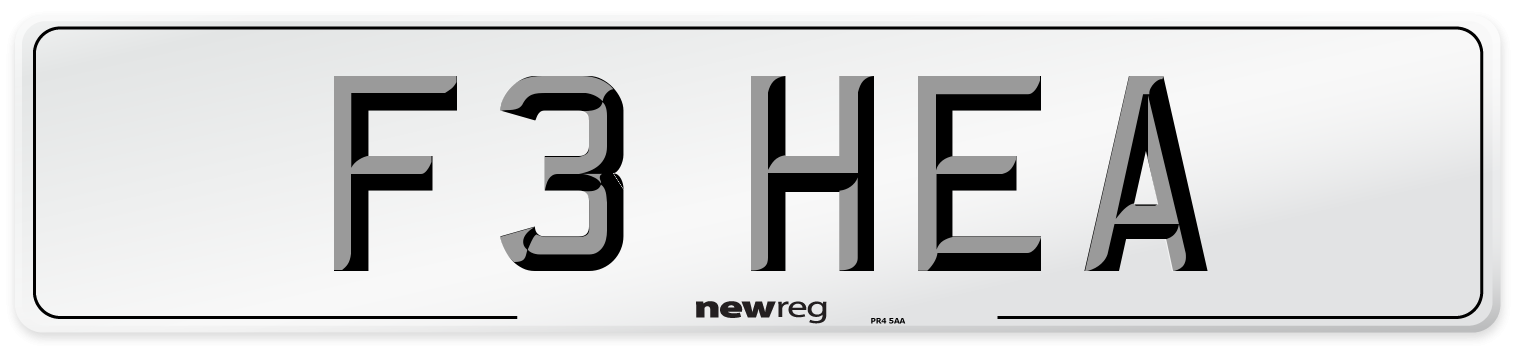 F3 HEA Number Plate from New Reg